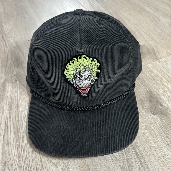 Vintage The Joker‎ Batman Corduroy Hat Strapback Cartoon DC Black Rope Cap - Picture 1 of 8